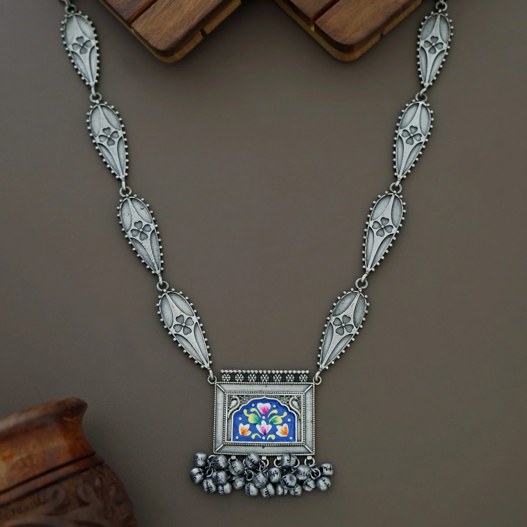 Fariha Antique Hand Painted Ghungroo  Neckpiece - Image 5