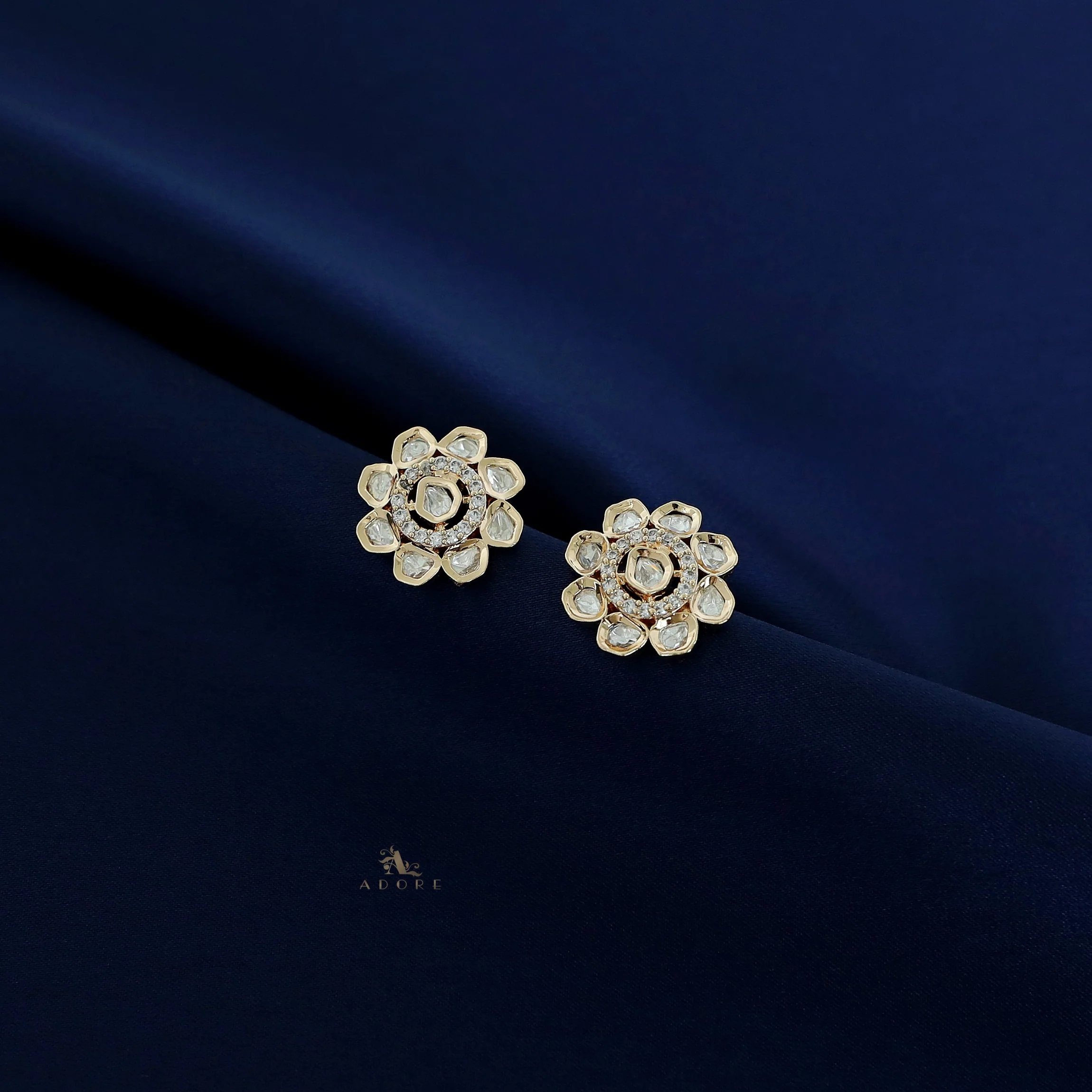 Freya Floral Polki Kundan Stud - Image 2