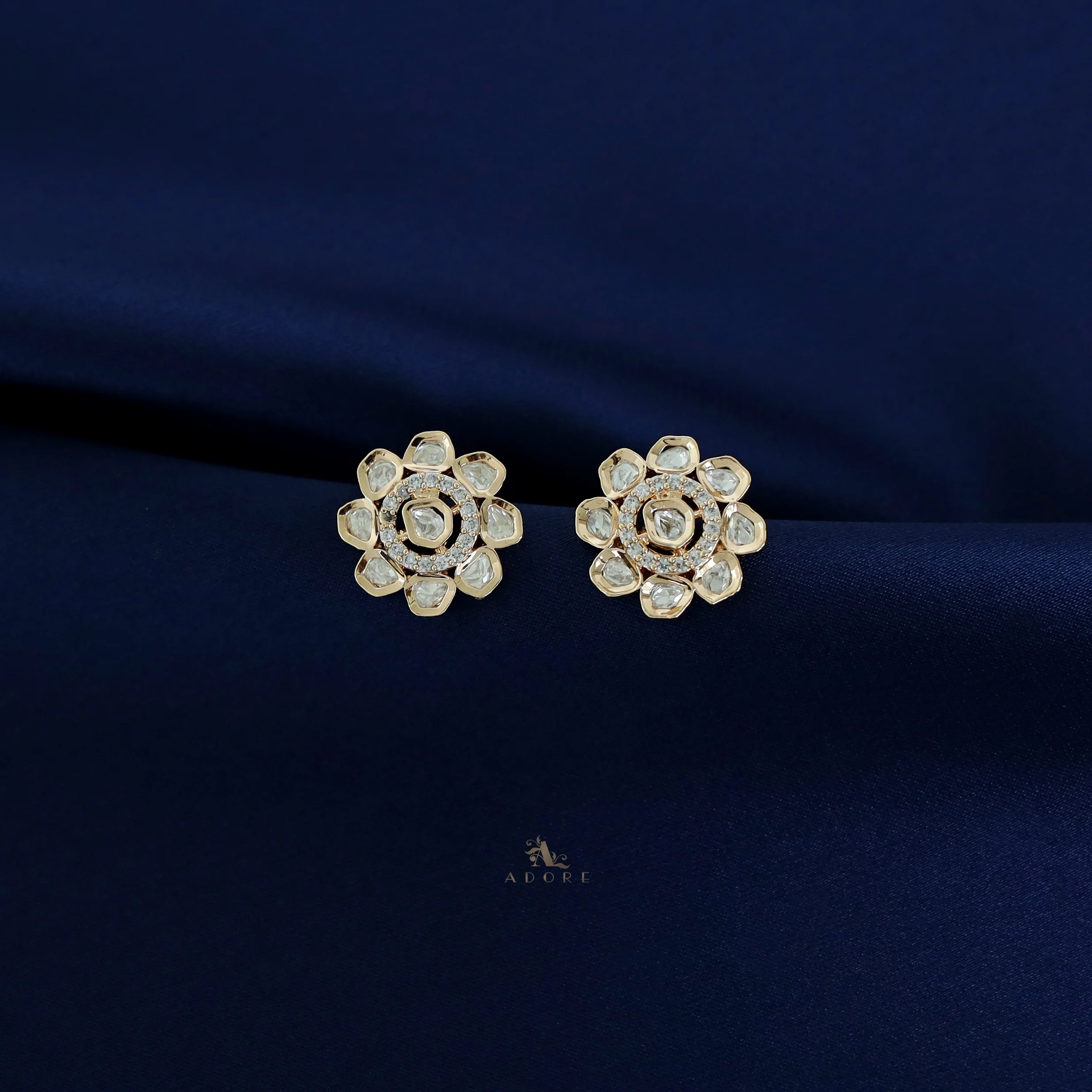 Freya Floral Polki Kundan Stud - Image 3