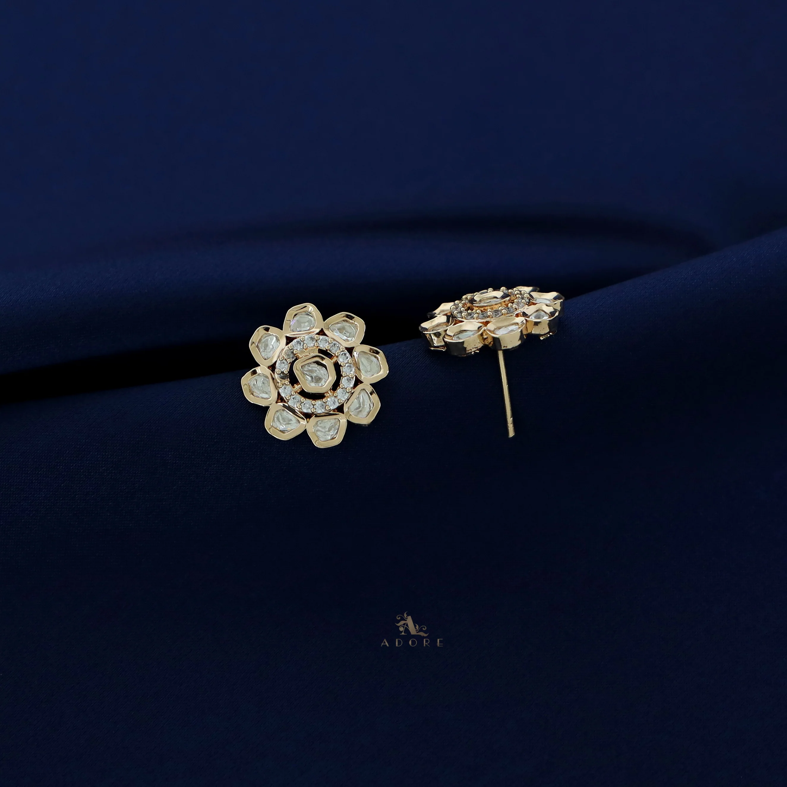 Freya Floral Polki Kundan Stud - Image 4