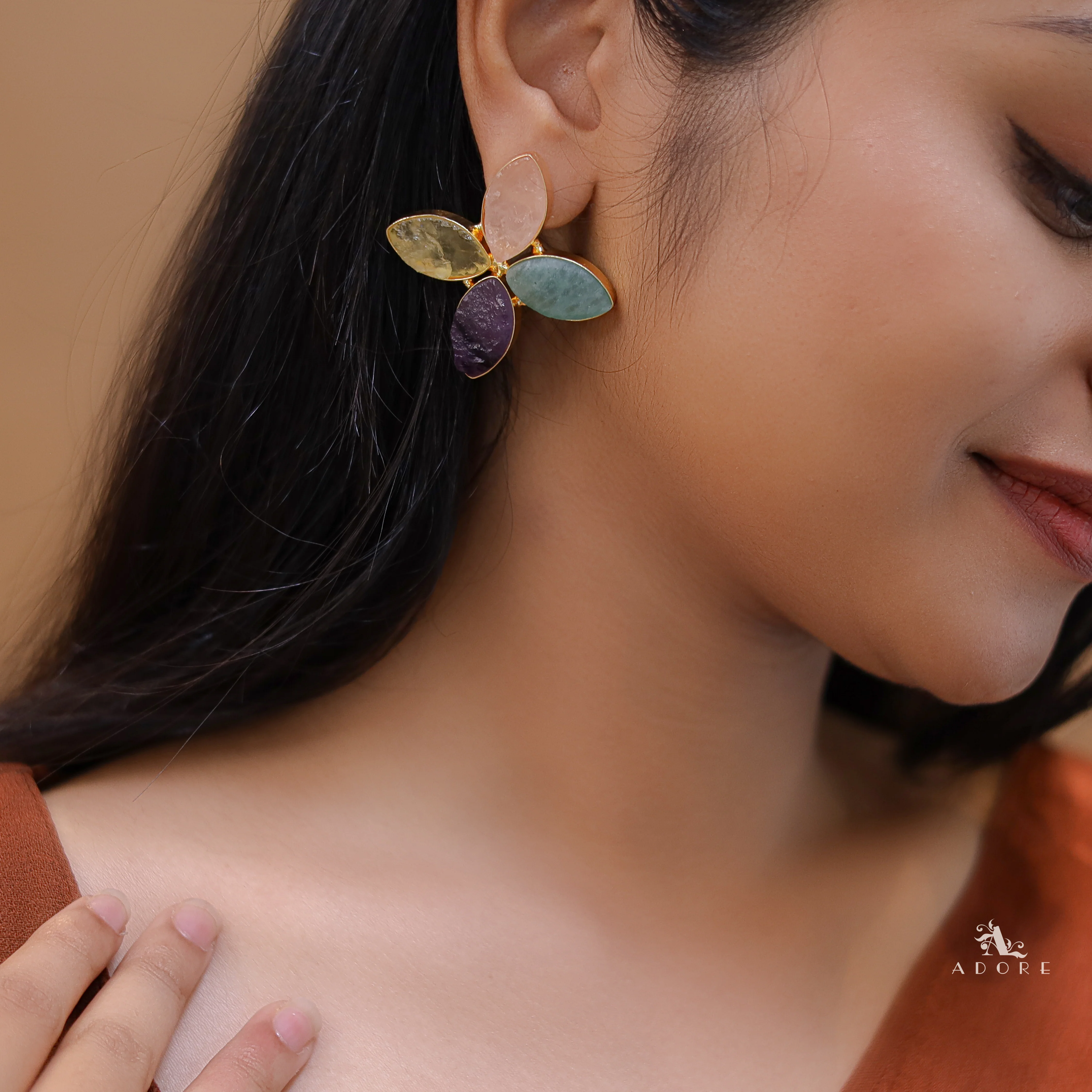 Lovica Floral Raw Stone Earring - Image 7