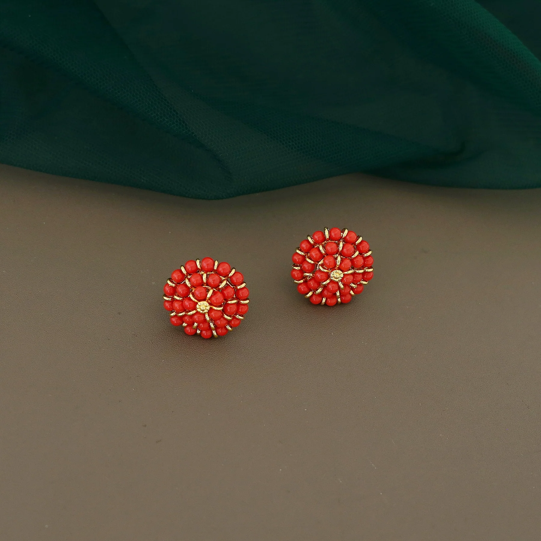 Trinaya Flower Beaded Pearl Earring - Image 4