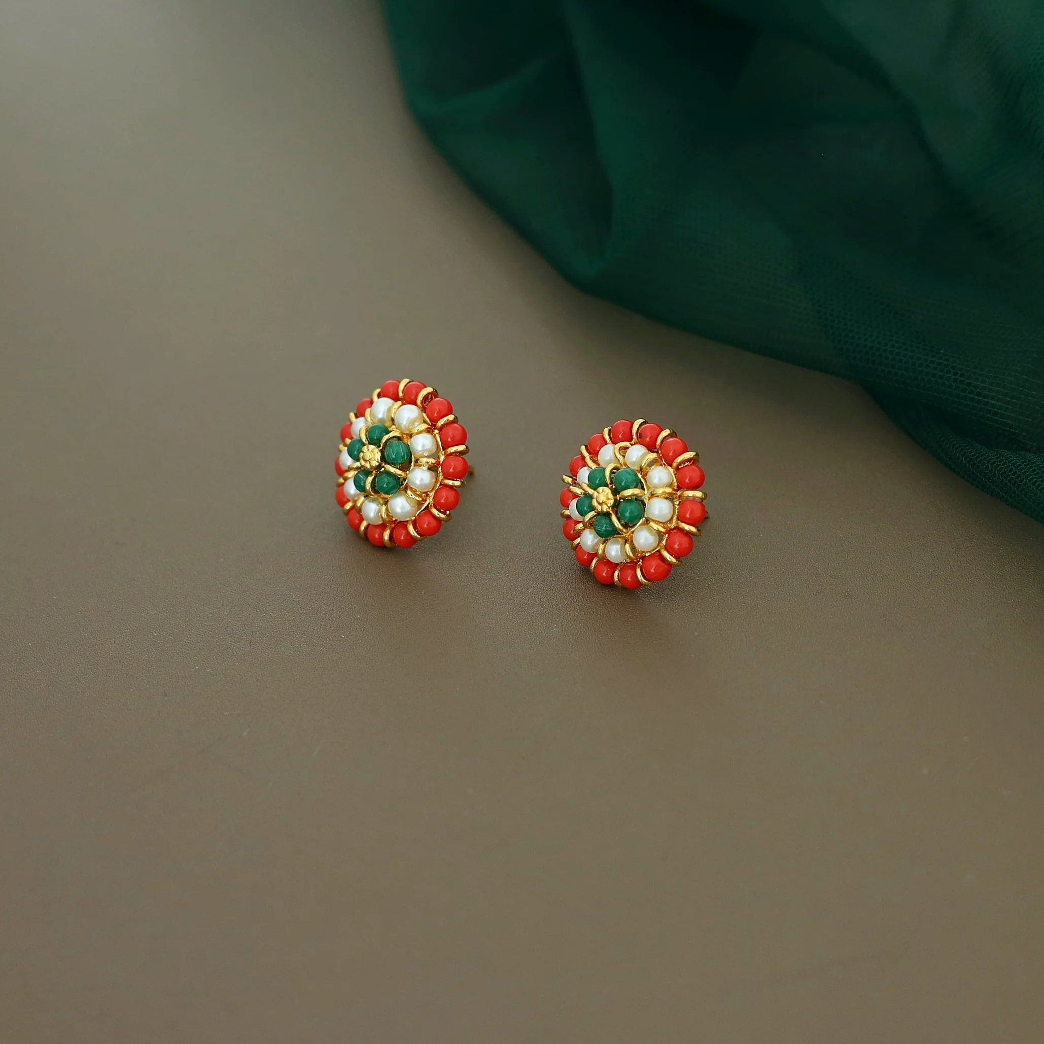 Trinaya Flower Beaded Pearl Earring - Image 6