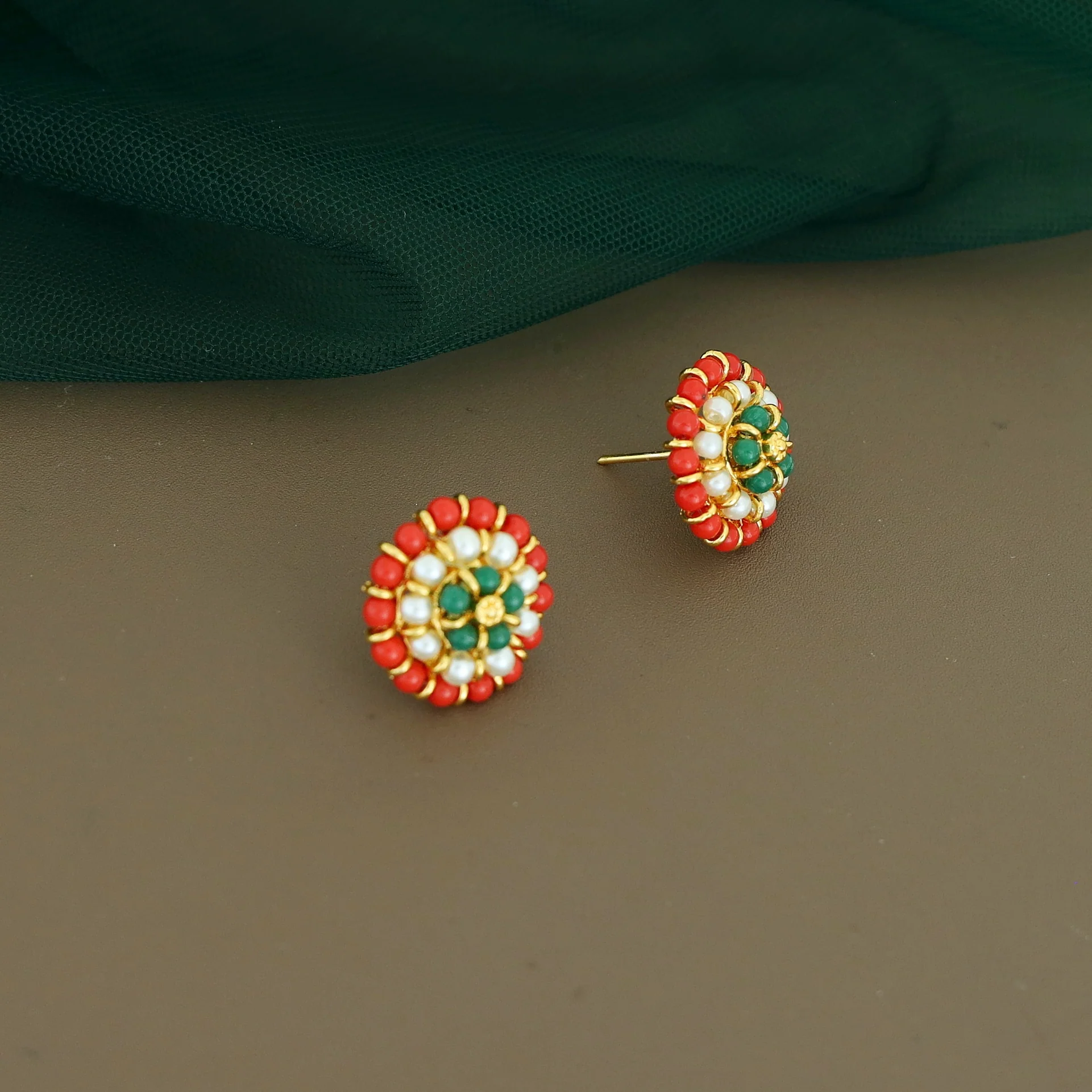 Trinaya Flower Beaded Pearl Earring - Image 7