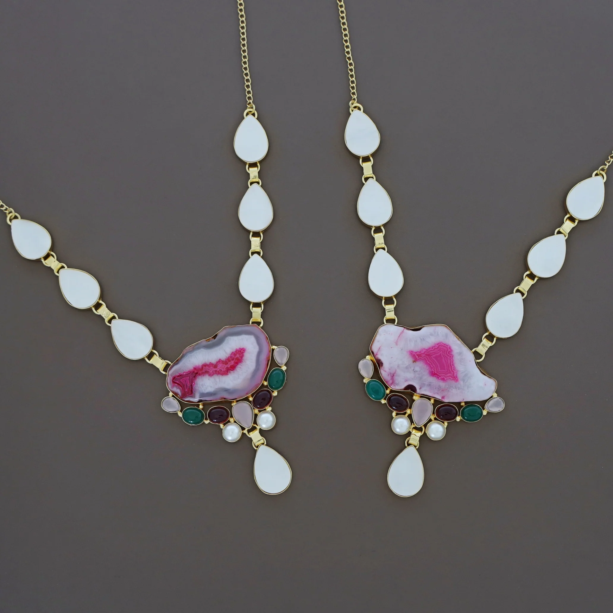 Freja Agate + MOP + Glossy Stone Neckpiece - Image 2