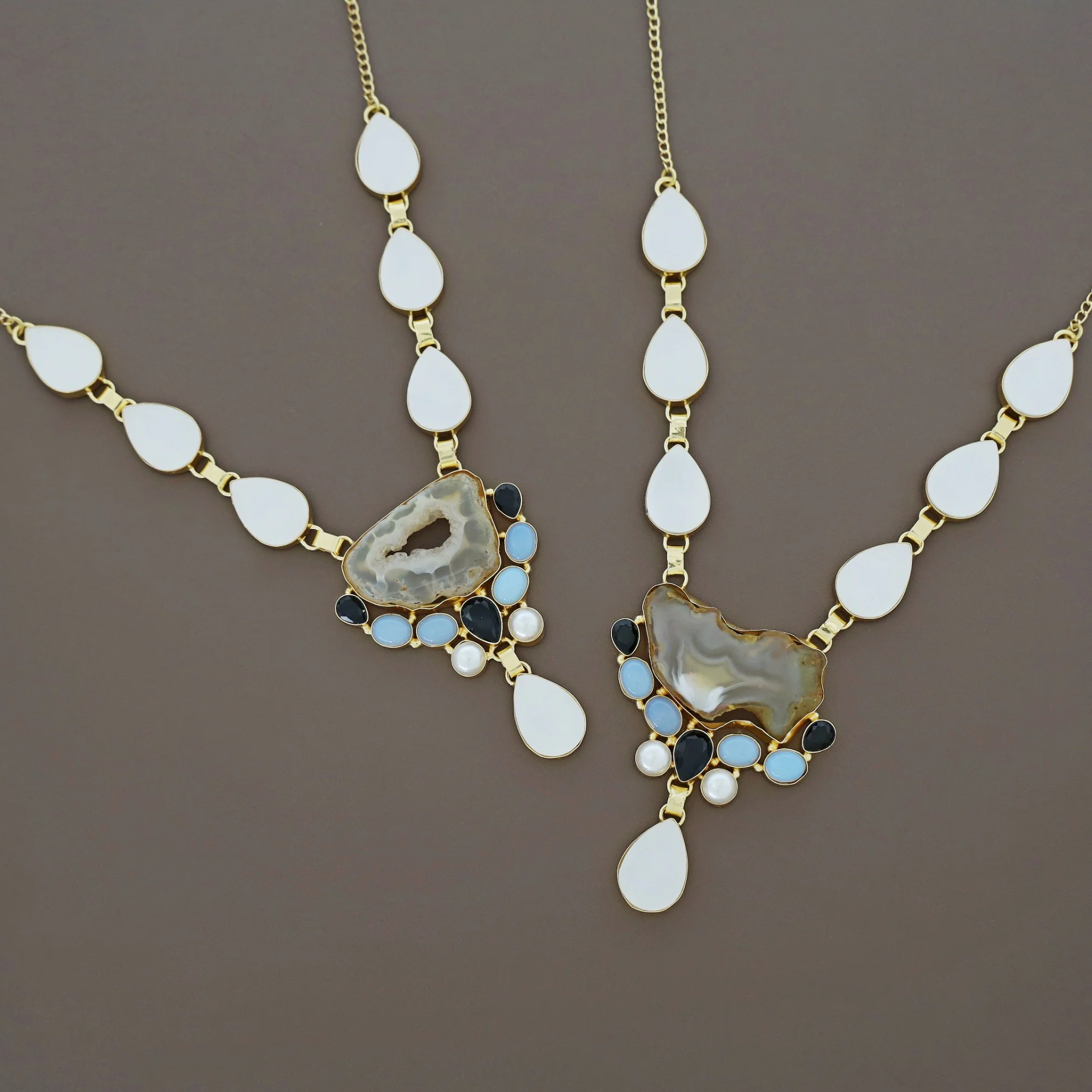 Freja Agate + MOP + Glossy Stone Neckpiece - Image 5
