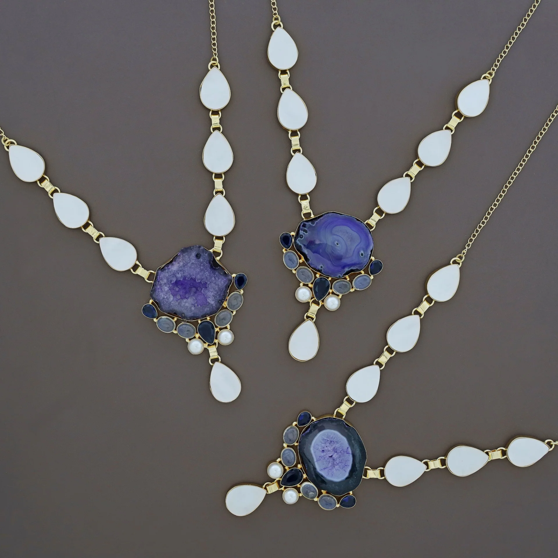 Freja Agate + MOP + Glossy Stone Neckpiece - Image 9