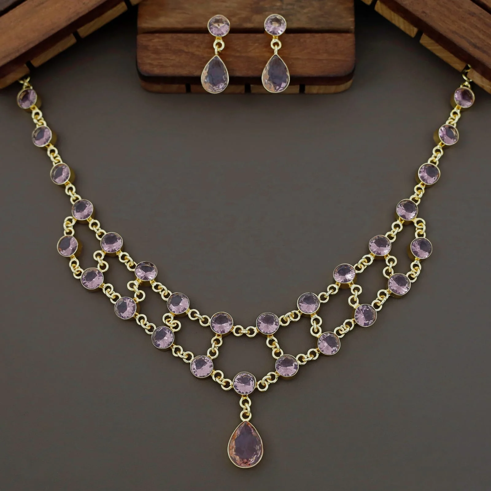 Dual Layer Fresh Water Pearl Glossy Neckpiece With Earring - Image 11