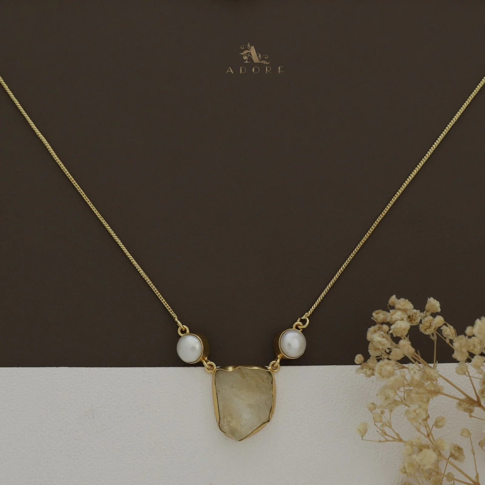 Fresh Water Pearl With Raw Stone Neckpiece - Image 12