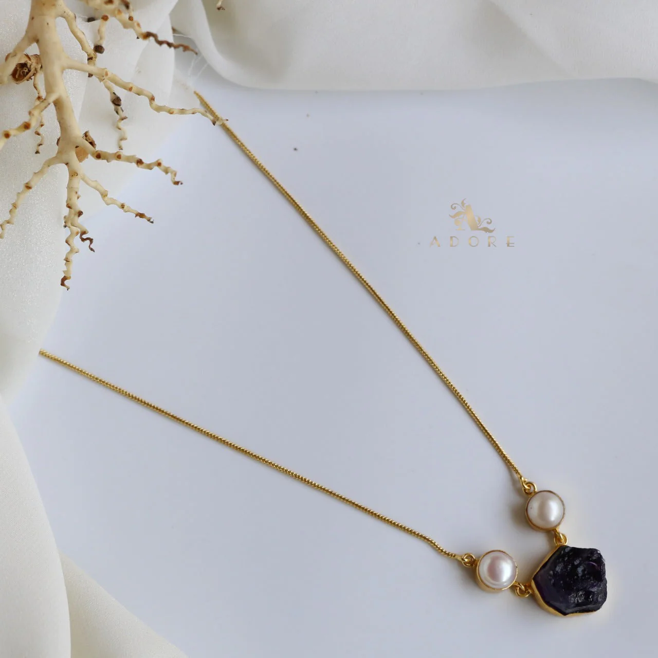 Fresh Water Pearl With Raw Stone Neckpiece - Image 18