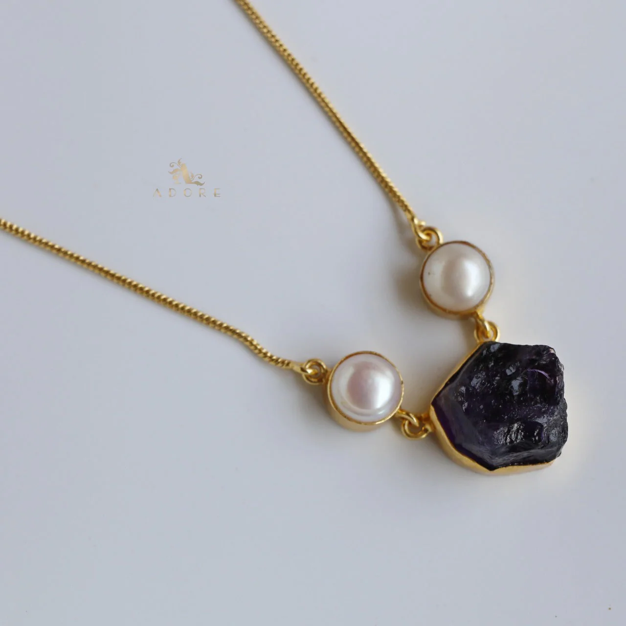 Fresh Water Pearl With Raw Stone Neckpiece - Image 19