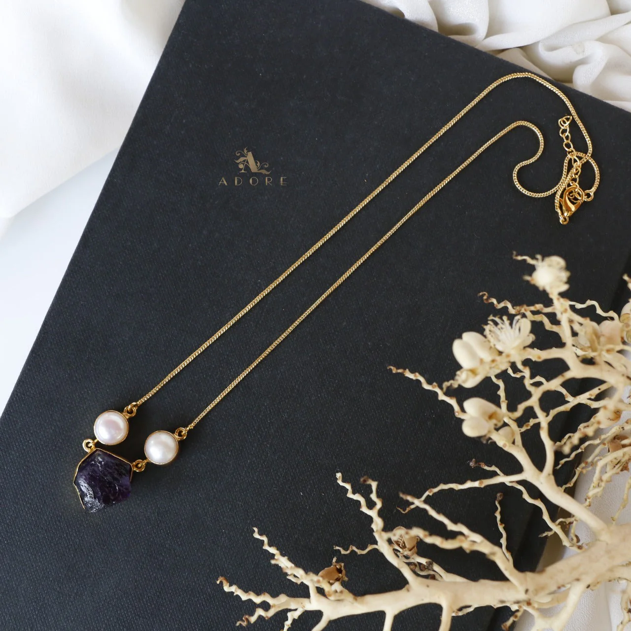 Fresh Water Pearl With Raw Stone Neckpiece - Image 21