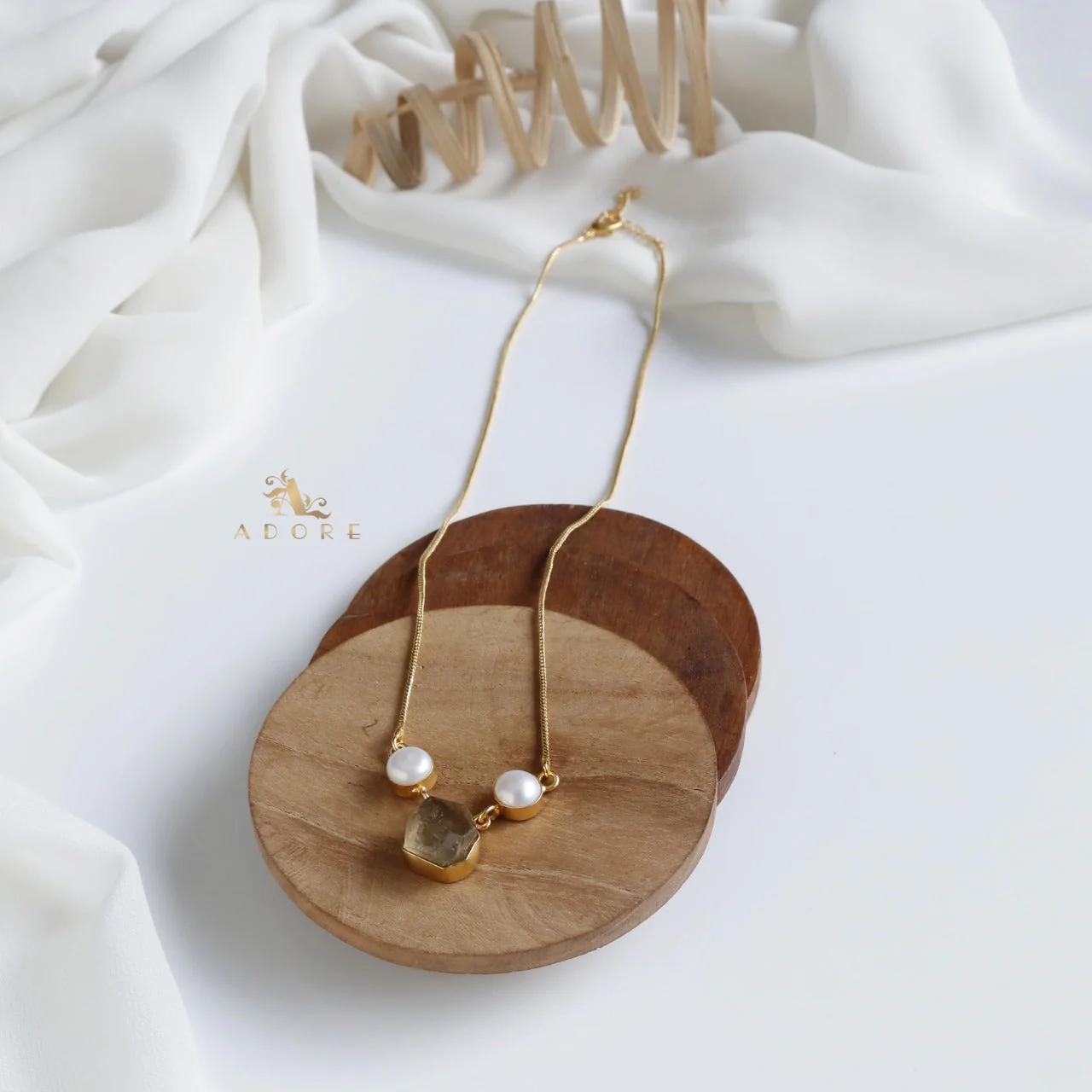 Fresh Water Pearl With Raw Stone Neckpiece - Image 22