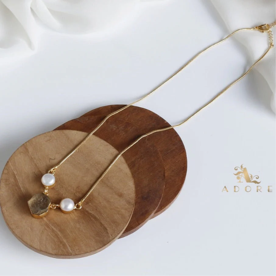 Fresh Water Pearl With Raw Stone Neckpiece - Image 23