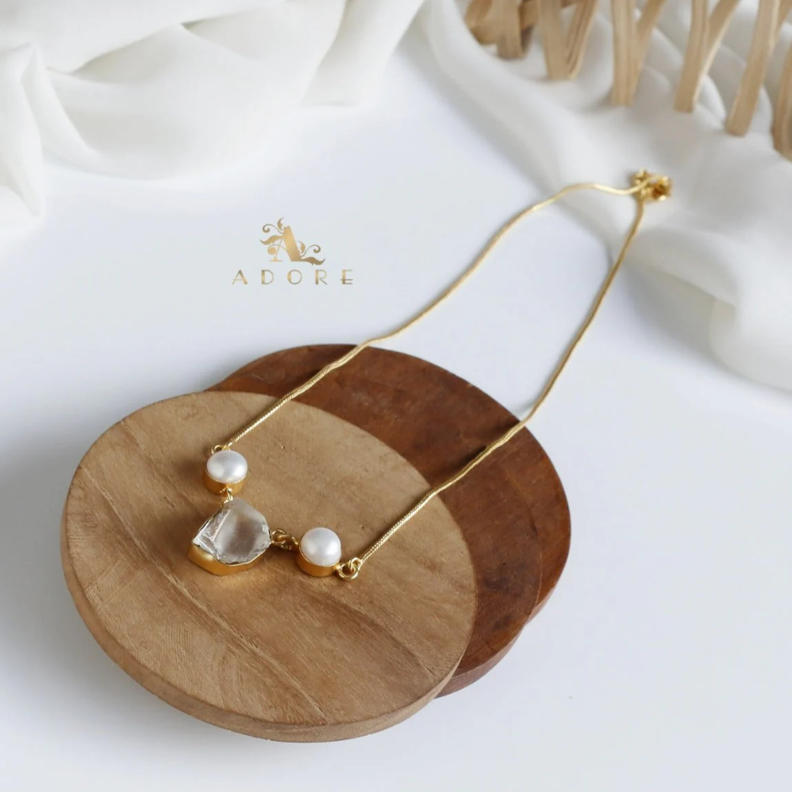 Fresh Water Pearl With Raw Stone Neckpiece - Image 26