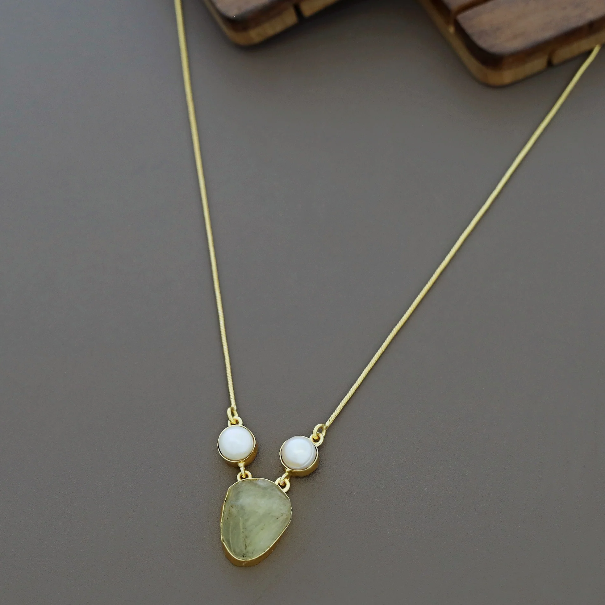Fresh Water Pearl With Raw Stone Neckpiece - Image 3