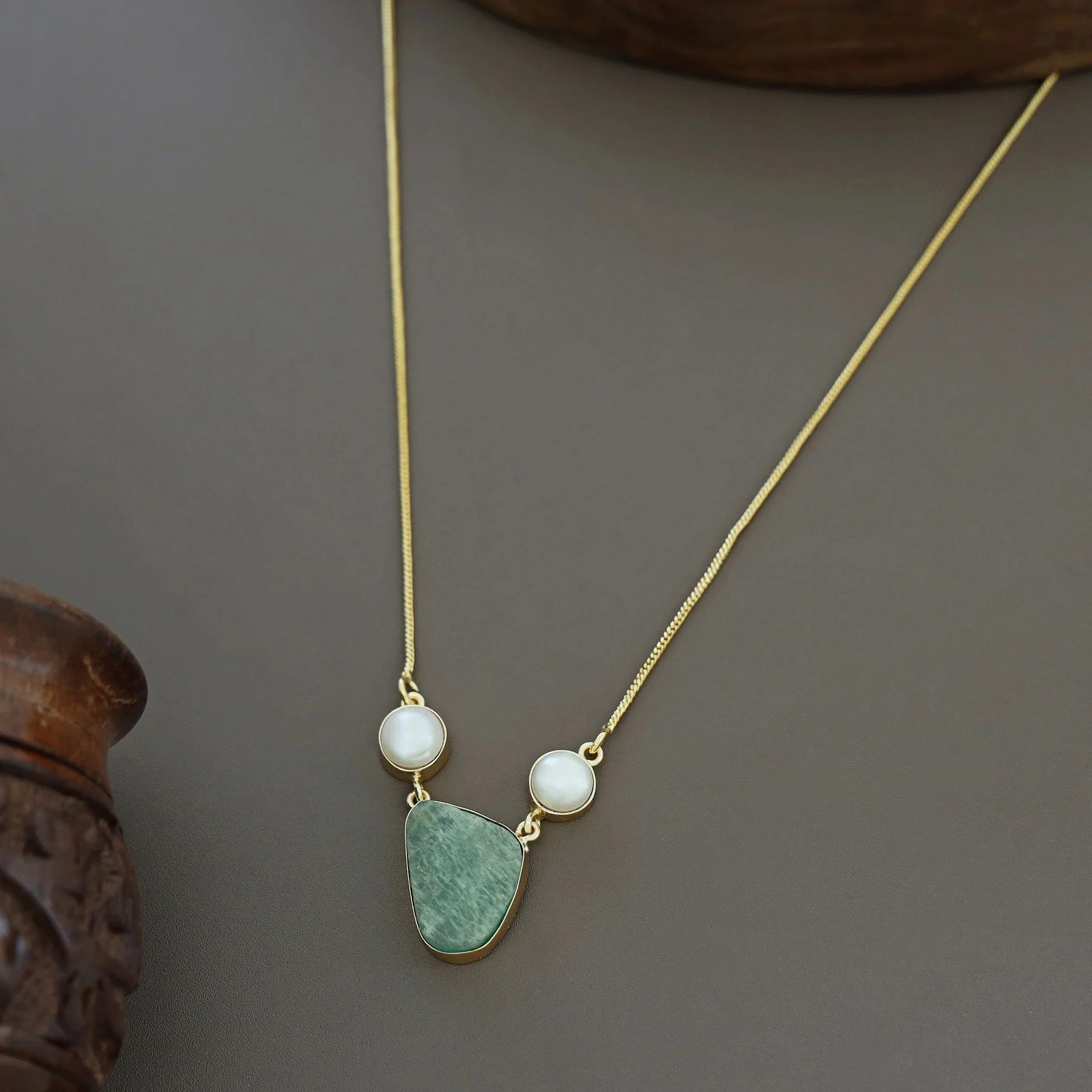 Fresh Water Pearl With Raw Stone Neckpiece - Image 4