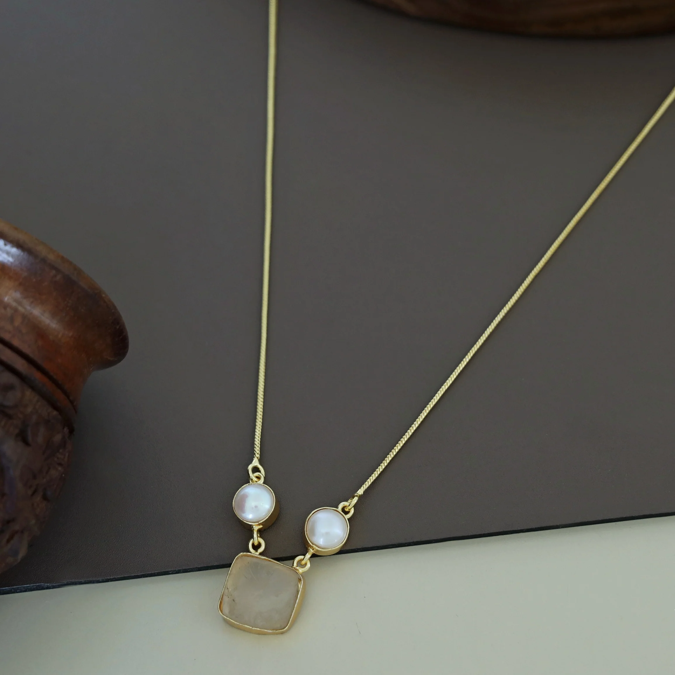Fresh Water Pearl With Raw Stone Neckpiece - Image 7