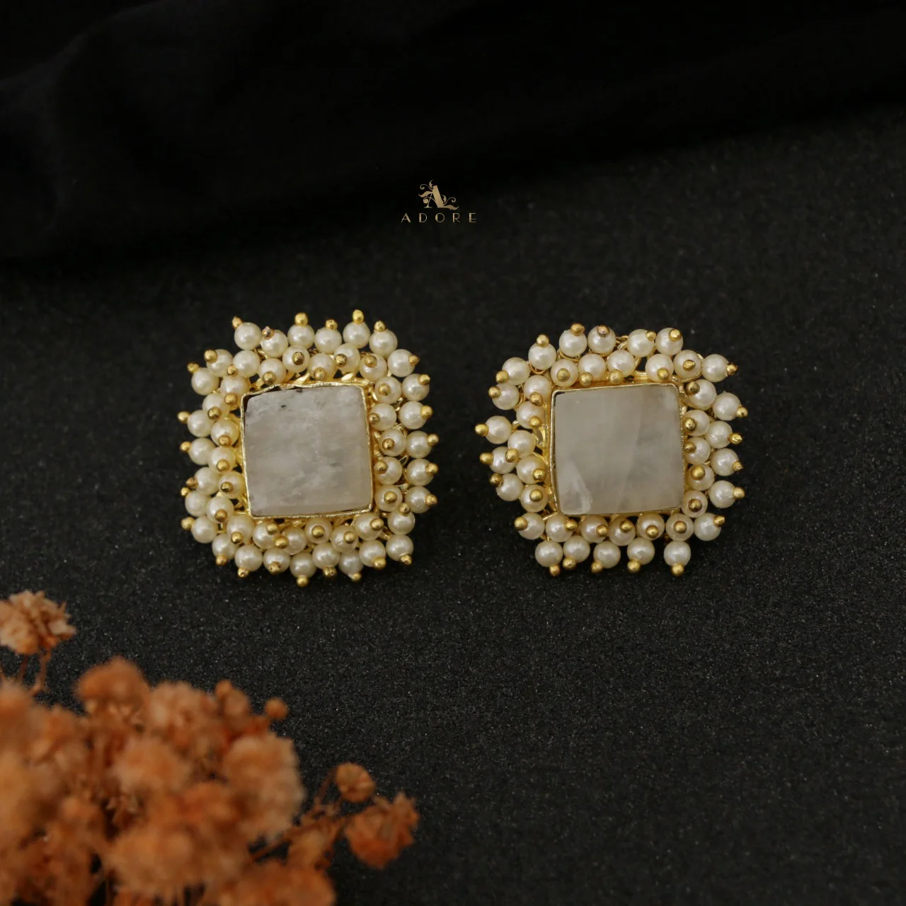 Full Pearl Square Choker With Earring - Image 35
