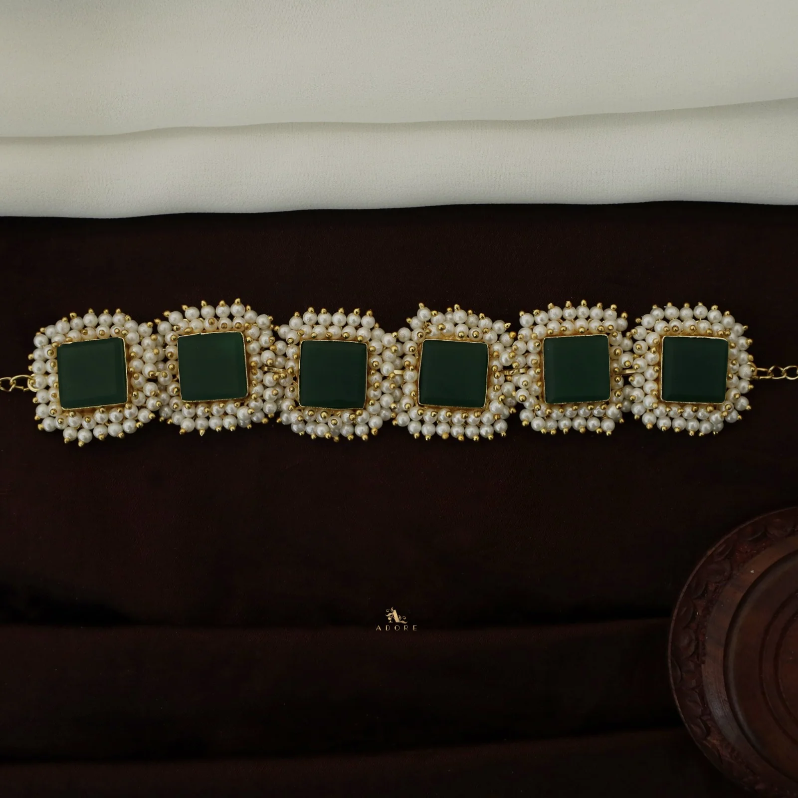 Full Pearl Square Choker With Earring - Image 39