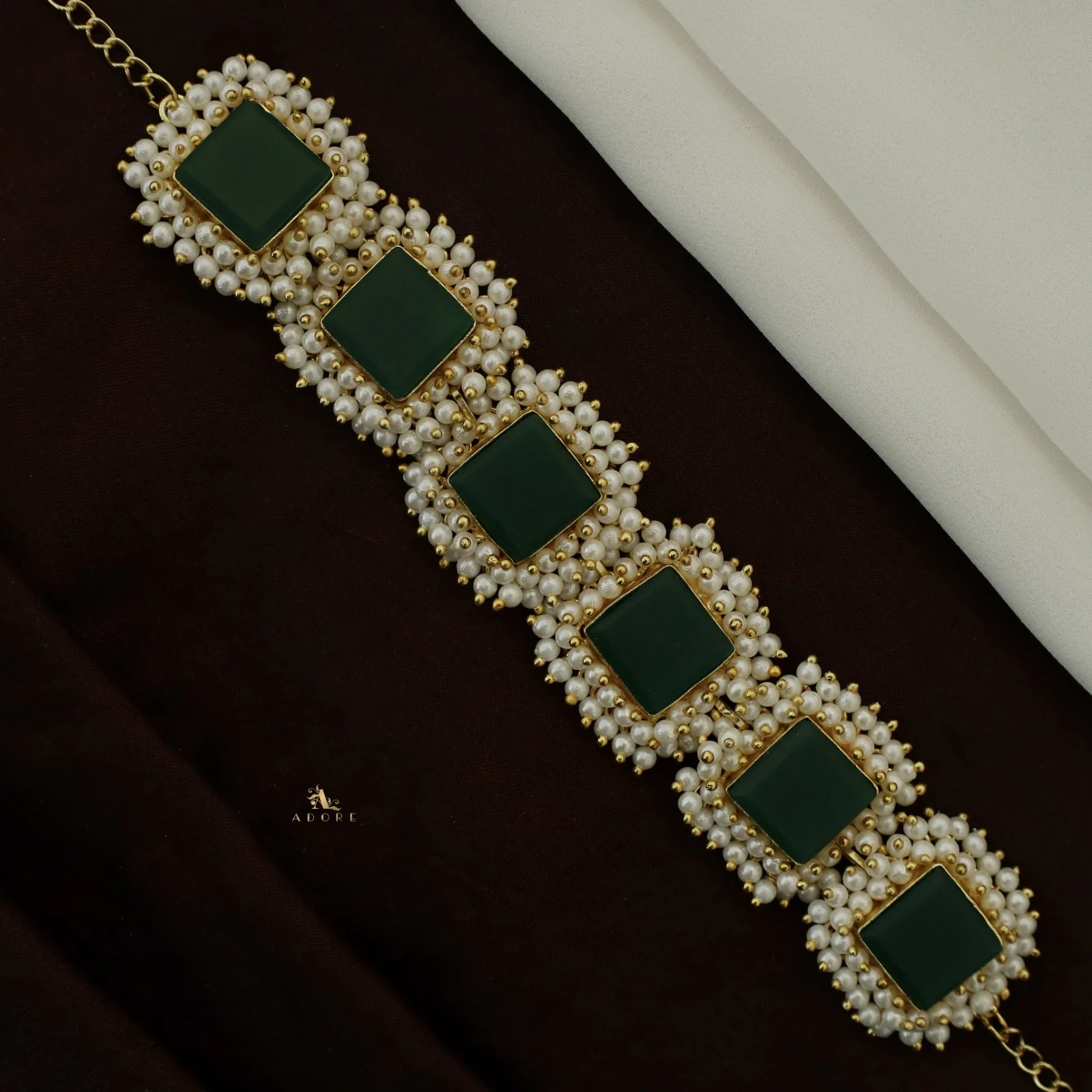 Full Pearl Square Choker With Earring - Image 44