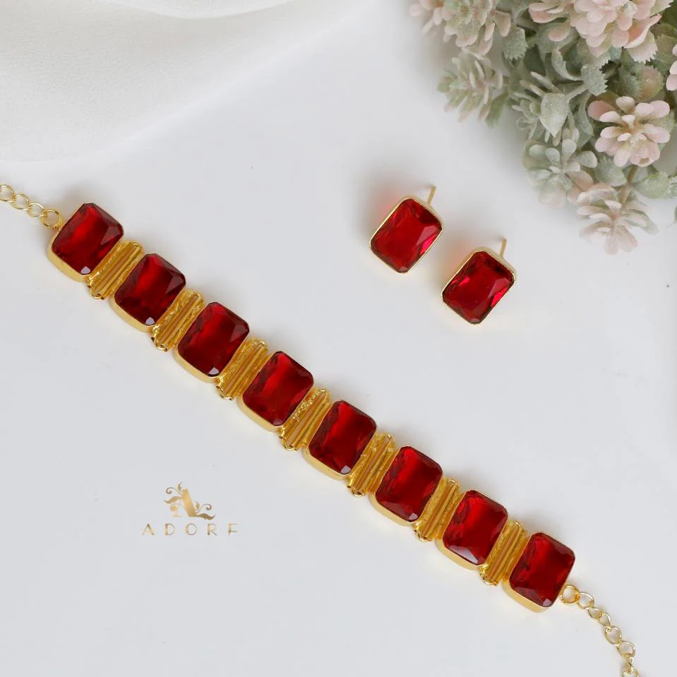 Gayal Glossy Rectangle Choker With Stud - Image 6