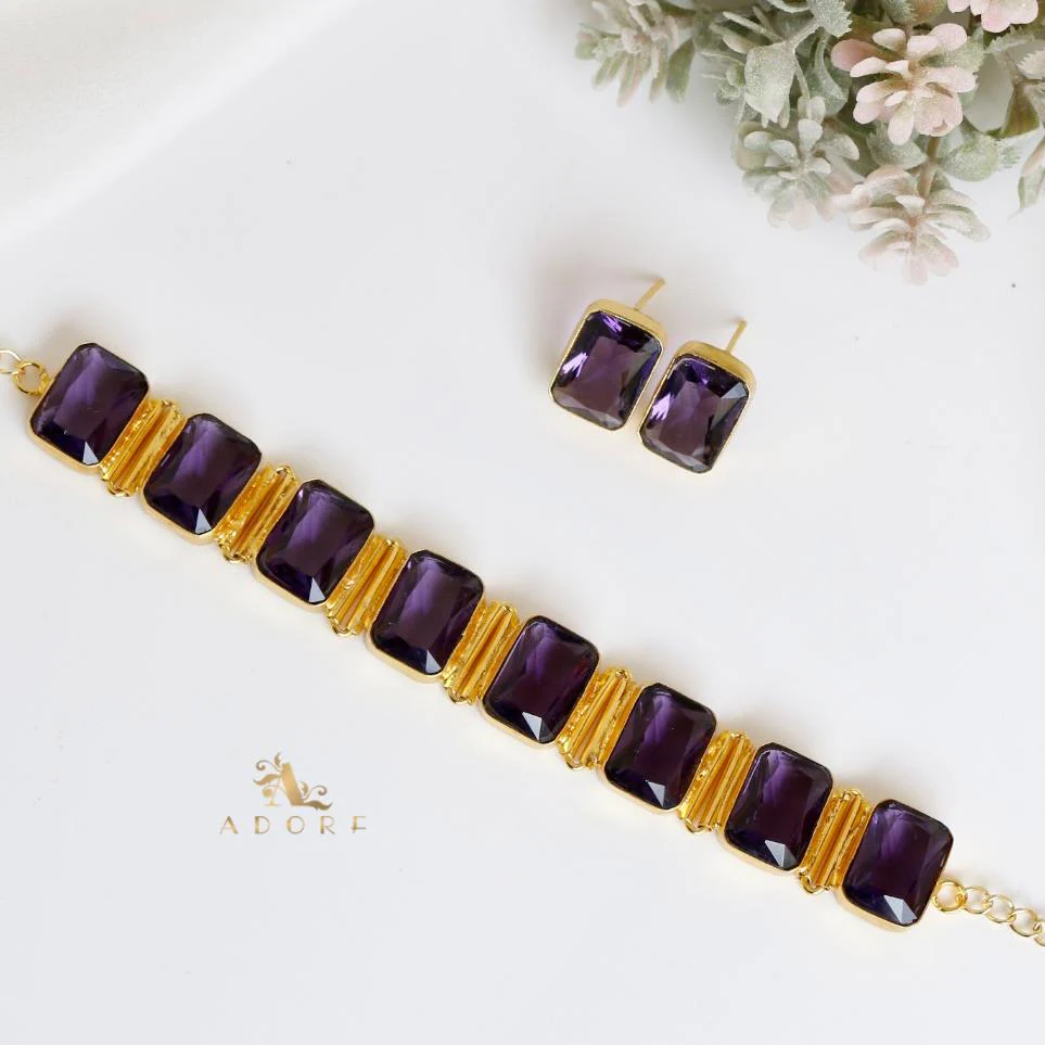 Gayal Glossy Rectangle Choker With Stud - Image 7