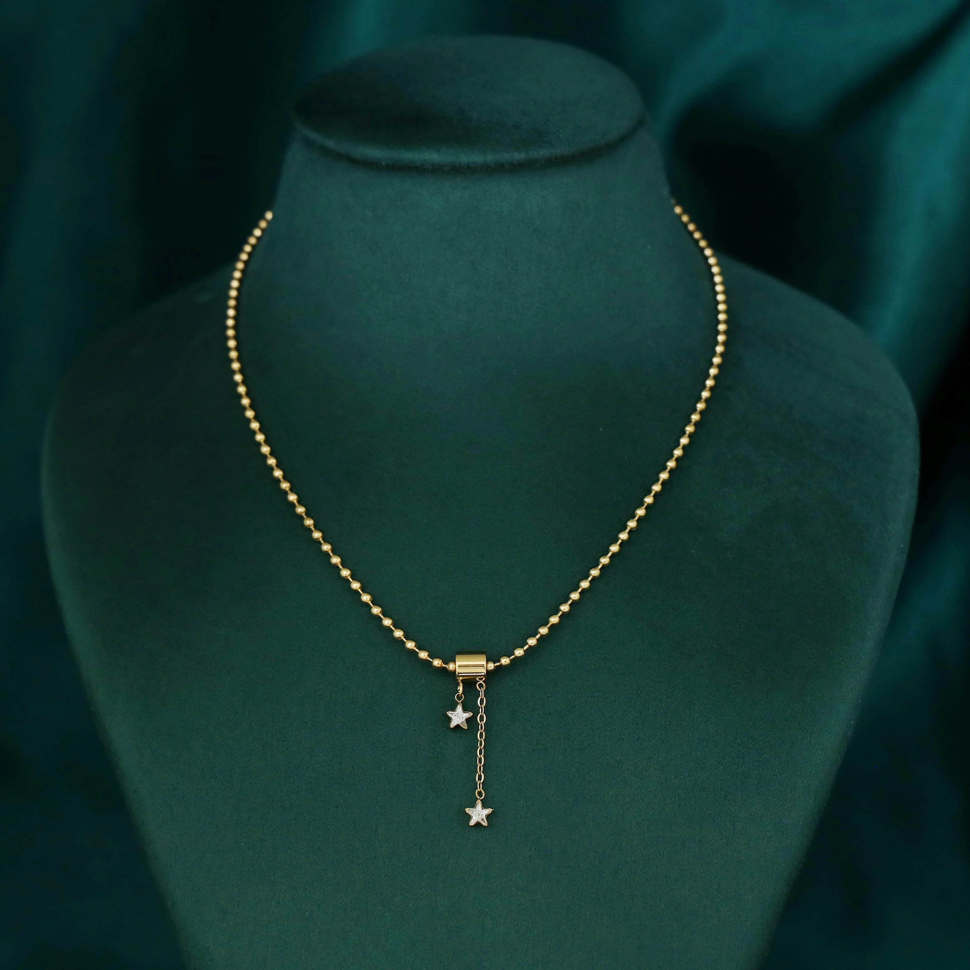 Gina Golden Ball Hanging Stars Neckpiece - Image 2