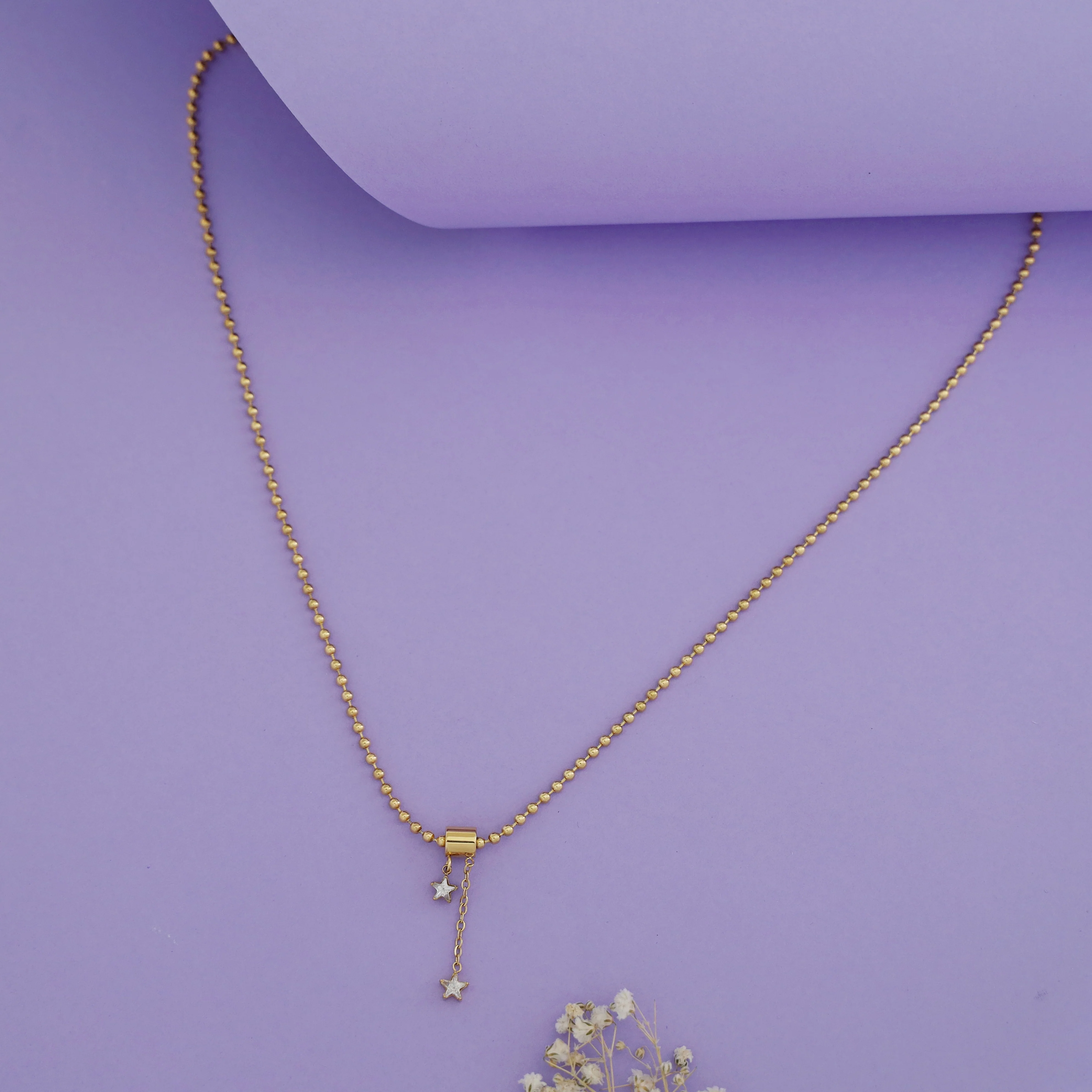 Gina Golden Ball Hanging Stars Neckpiece - Image 3