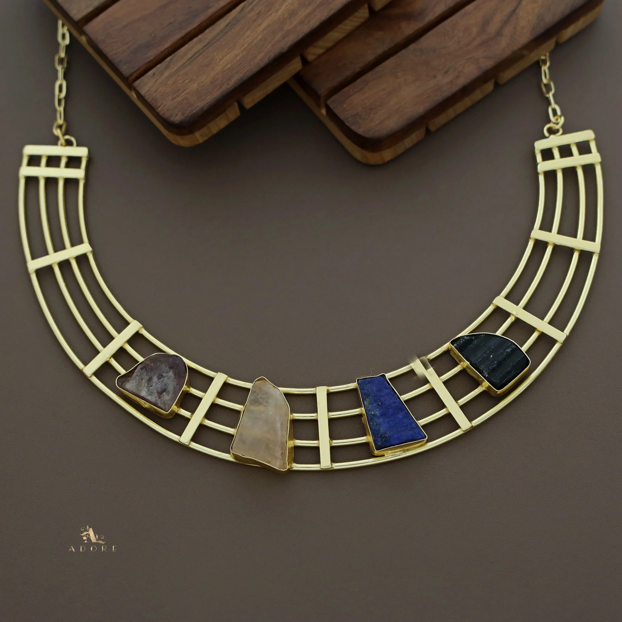 Stuti Golden Tetra Raw Stone Neckpiece - Image 12
