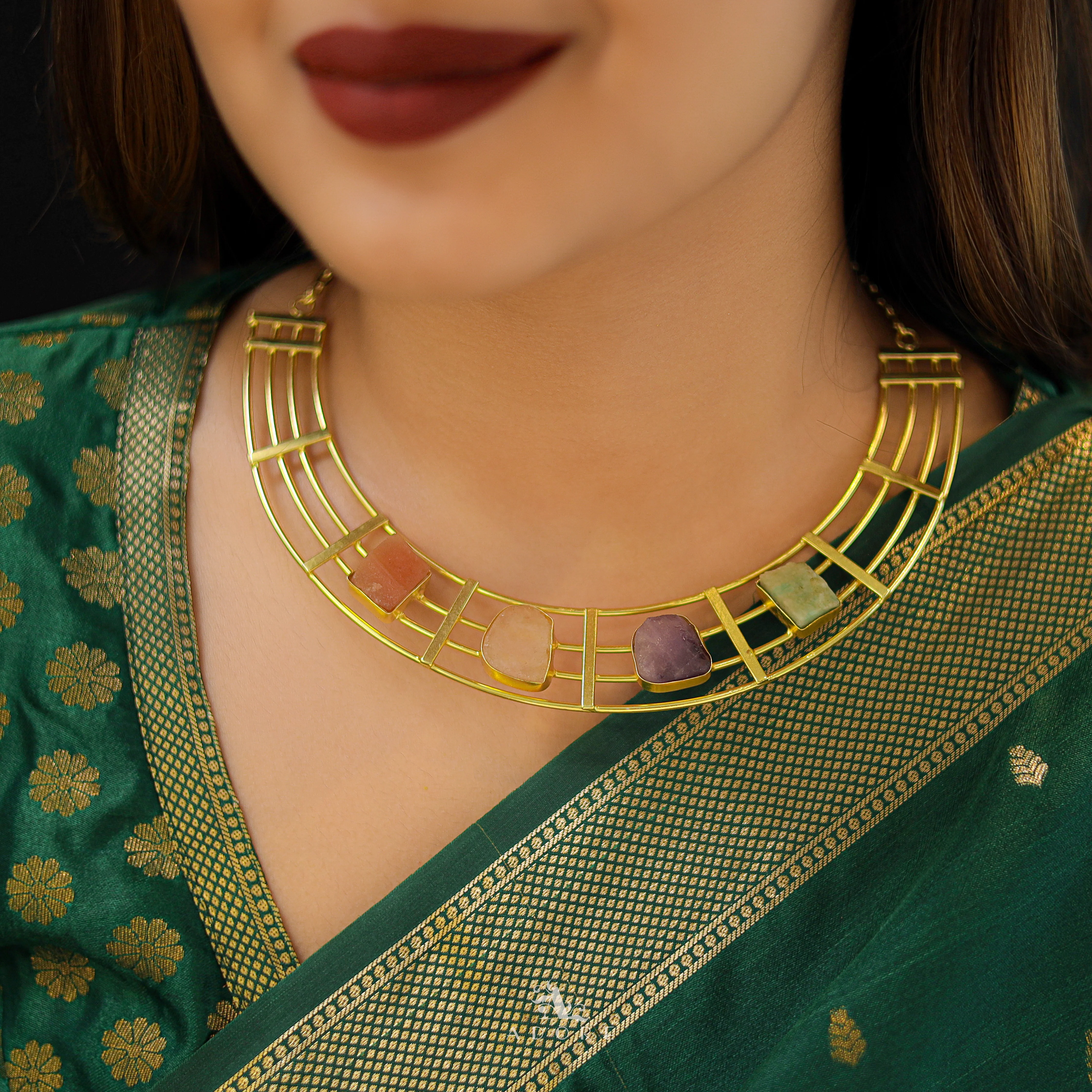 Stuti Golden Tetra Raw Stone Neckpiece - Image 2