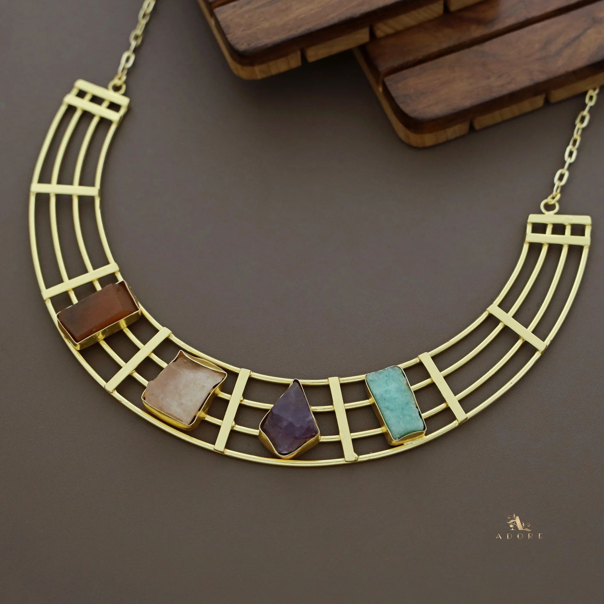 Stuti Golden Tetra Raw Stone Neckpiece - Image 3