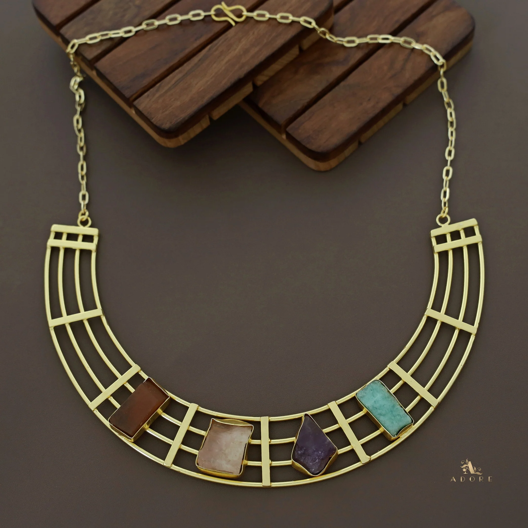 Stuti Golden Tetra Raw Stone Neckpiece - Image 4