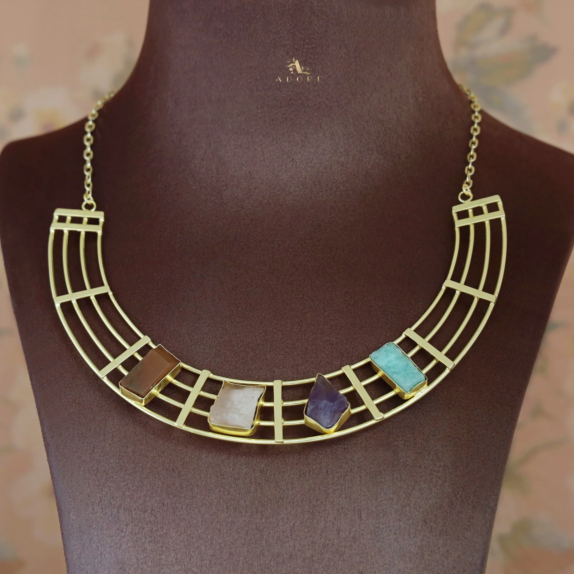 Stuti Golden Tetra Raw Stone Neckpiece - Image 6