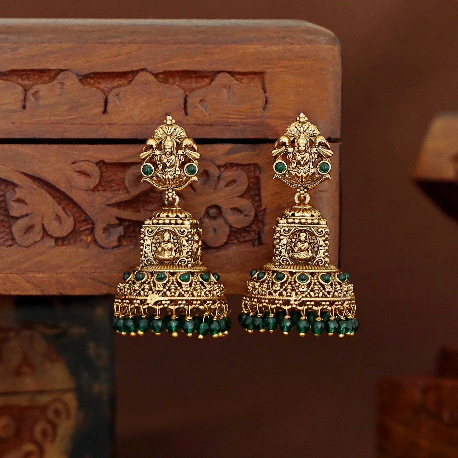 Githika Devi Beaded Jhumka - Image 3