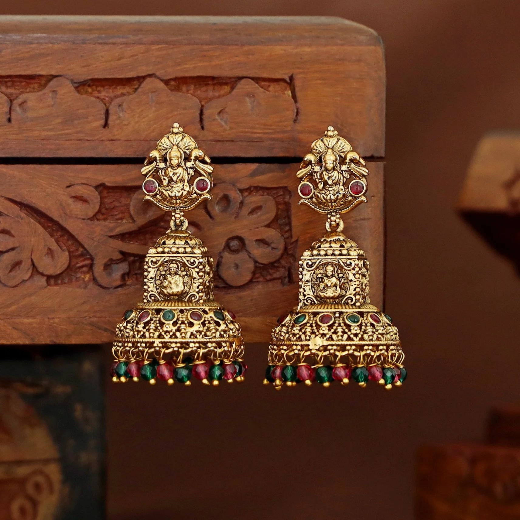 Githika Devi Beaded Jhumka - Image 4