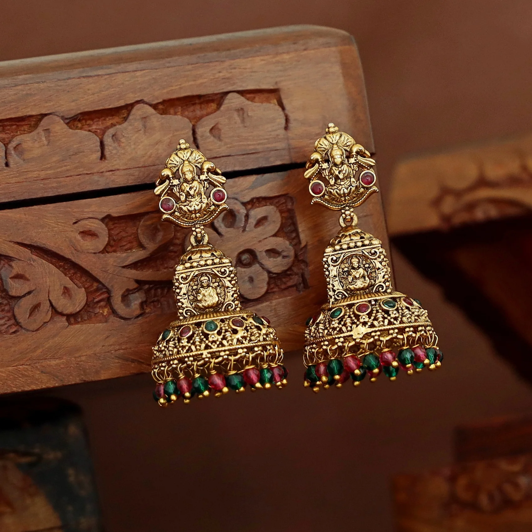 Githika Devi Beaded Jhumka - Image 5