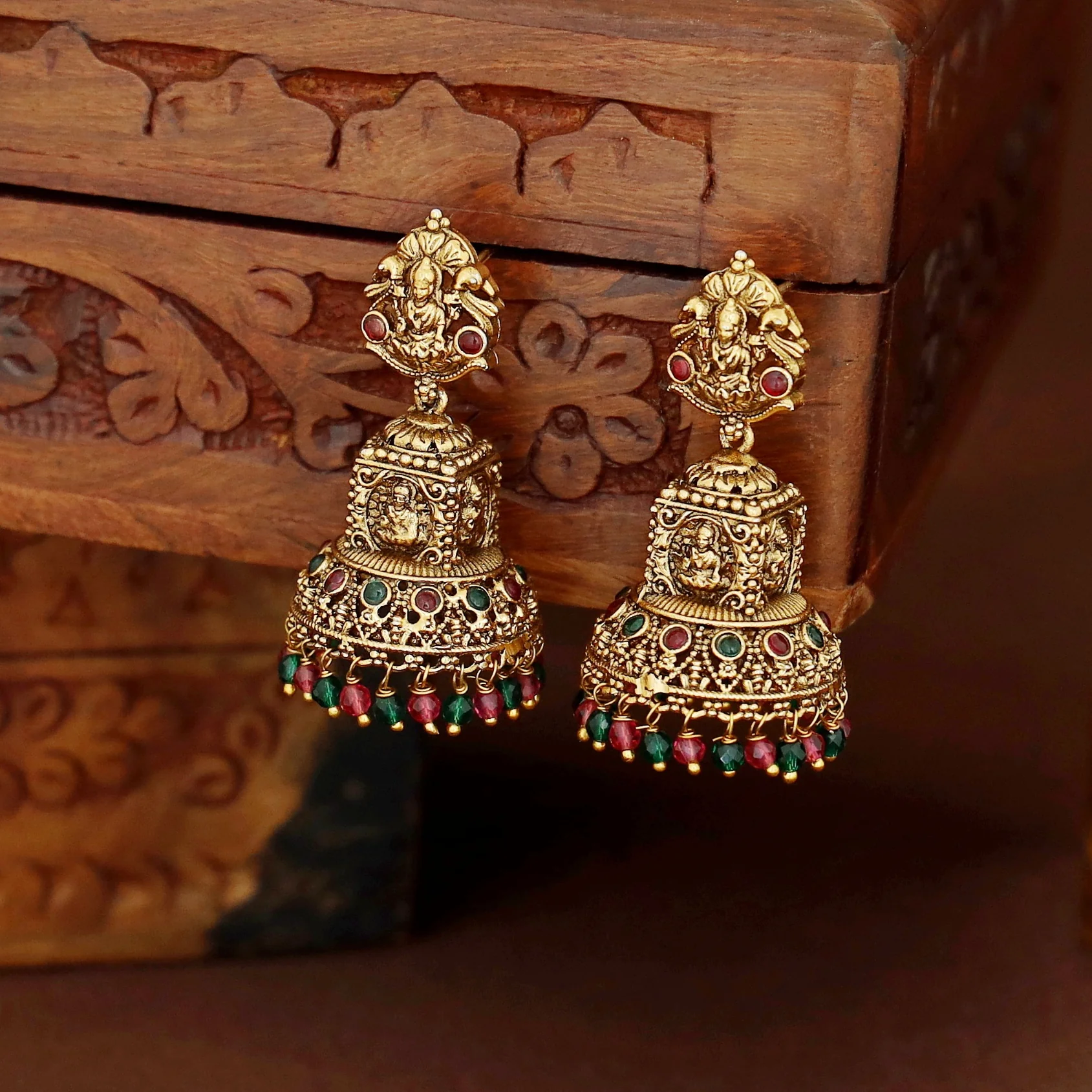 Githika Devi Beaded Jhumka - Image 6