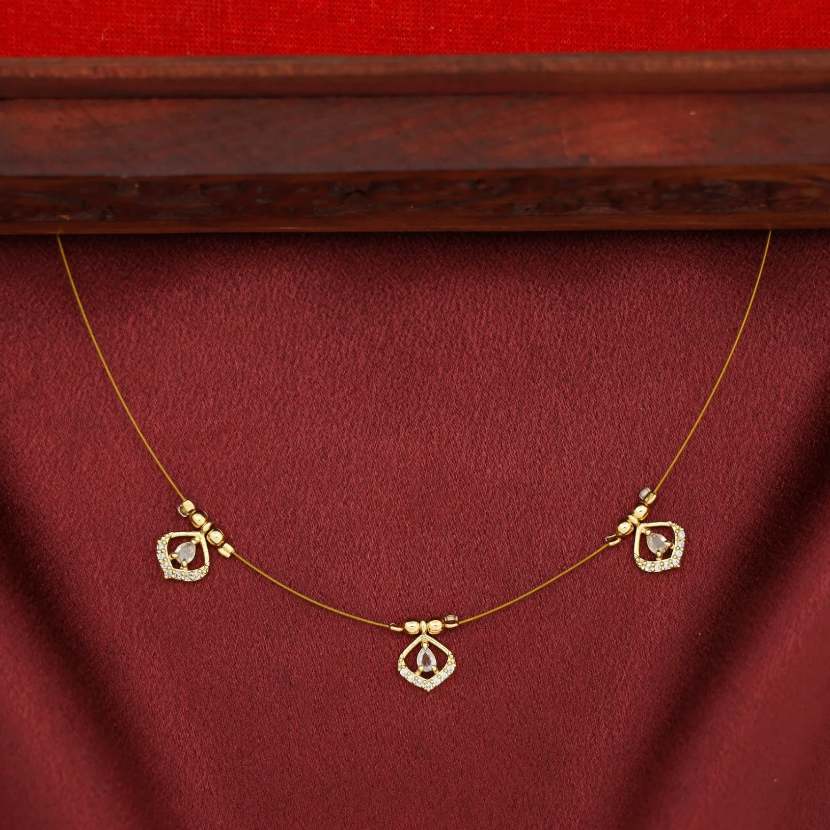 Gitika Tri Drop String Neckpiece - Image 3