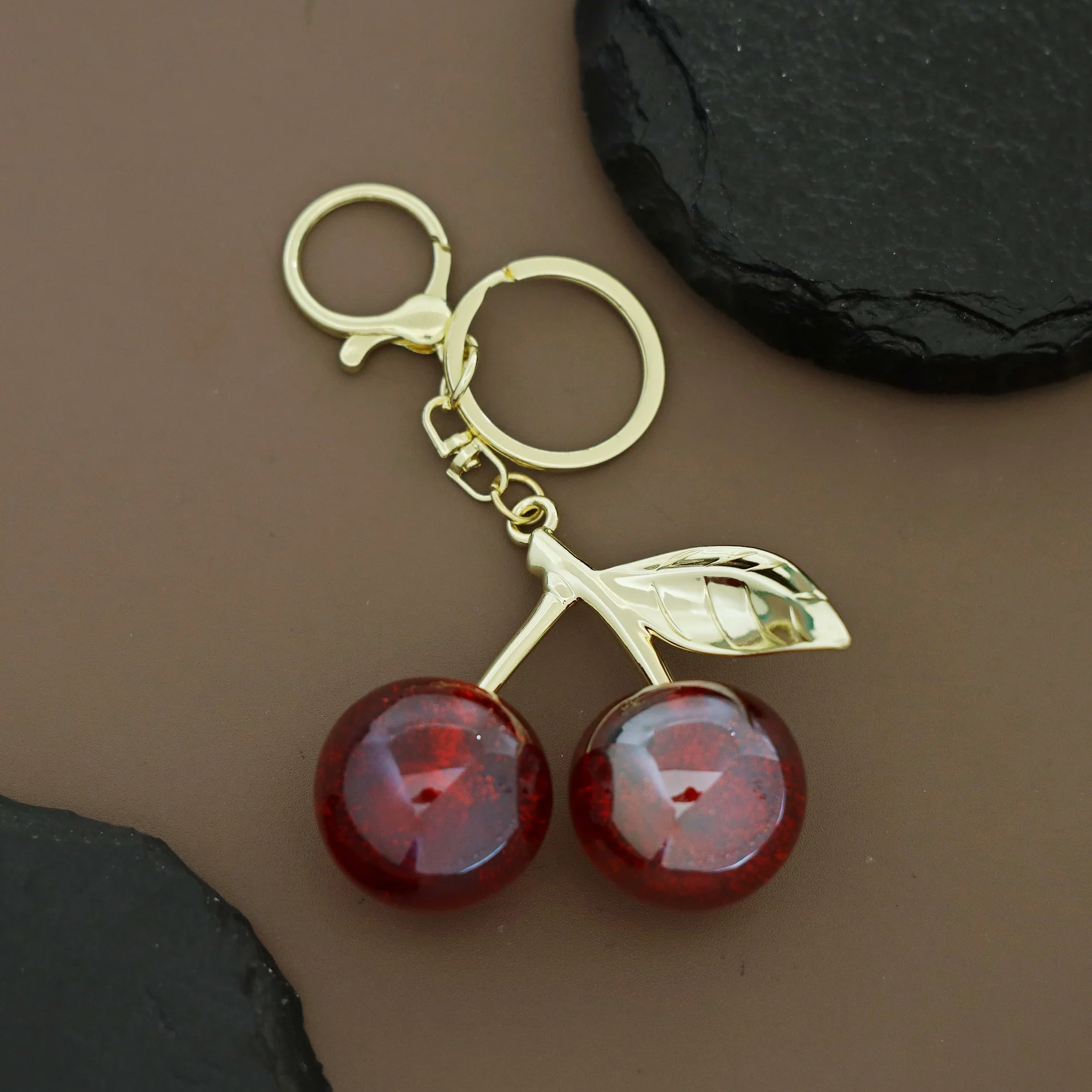 Glitter Cherry Bag Charm With Key Ring - Image 2