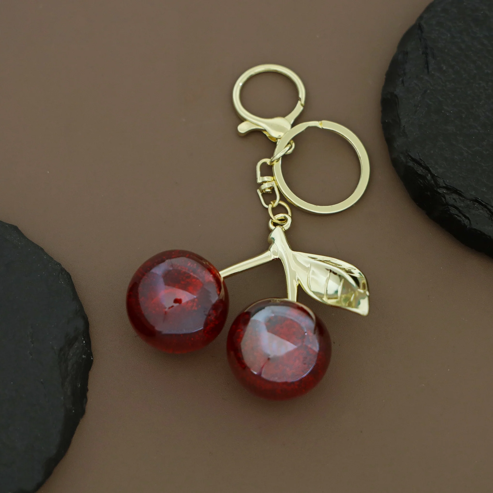 Glitter Cherry Bag Charm With Key Ring - Image 3