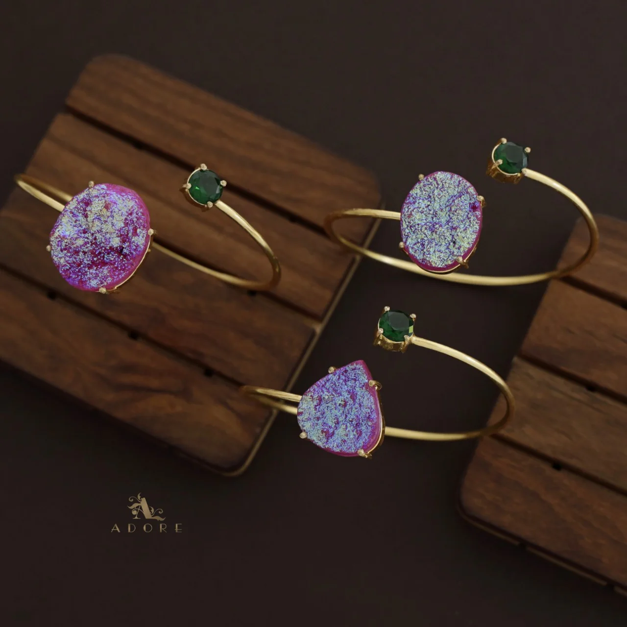 Glittery Multi Shaped Druzy Stone Bangles - Image 17