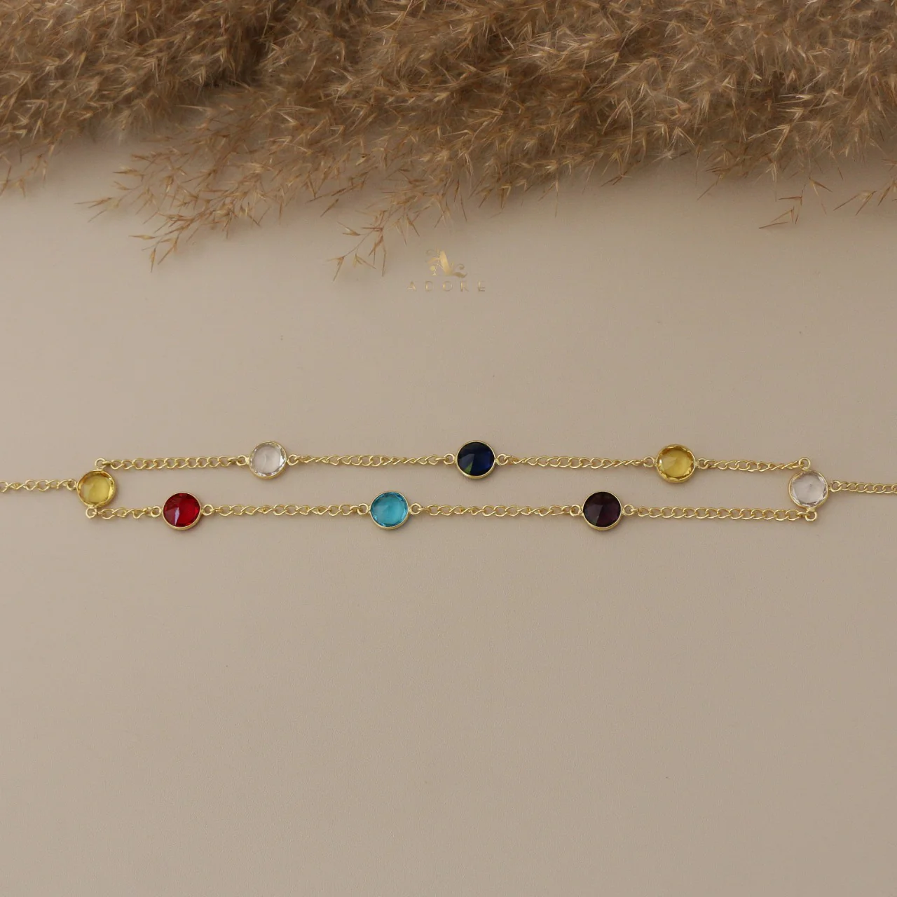 Glossy Alohi 8 Stone Double Layer Neckpiece - Image 12