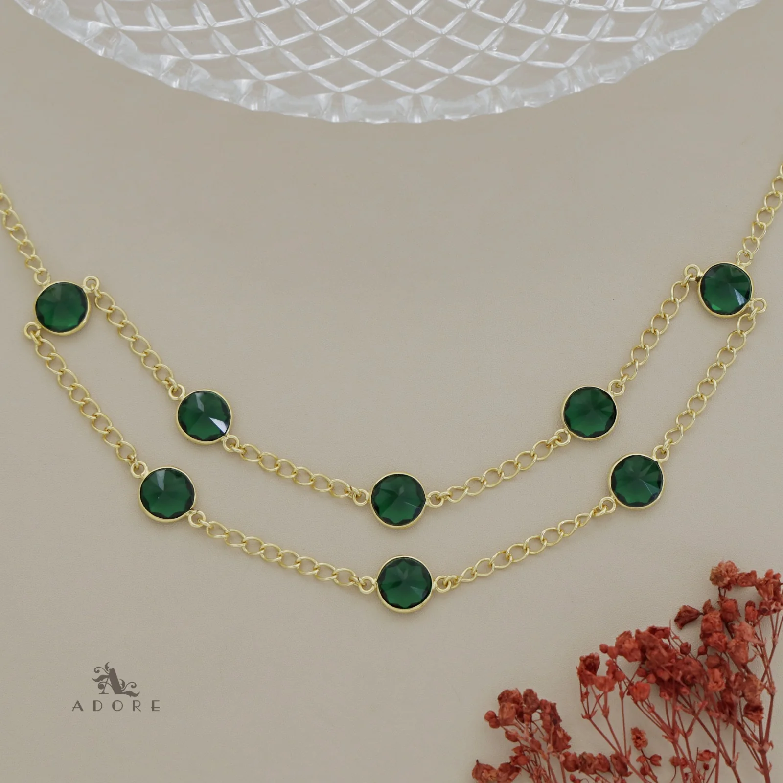 Glossy Alohi 8 Stone Double Layer Neckpiece - Image 3