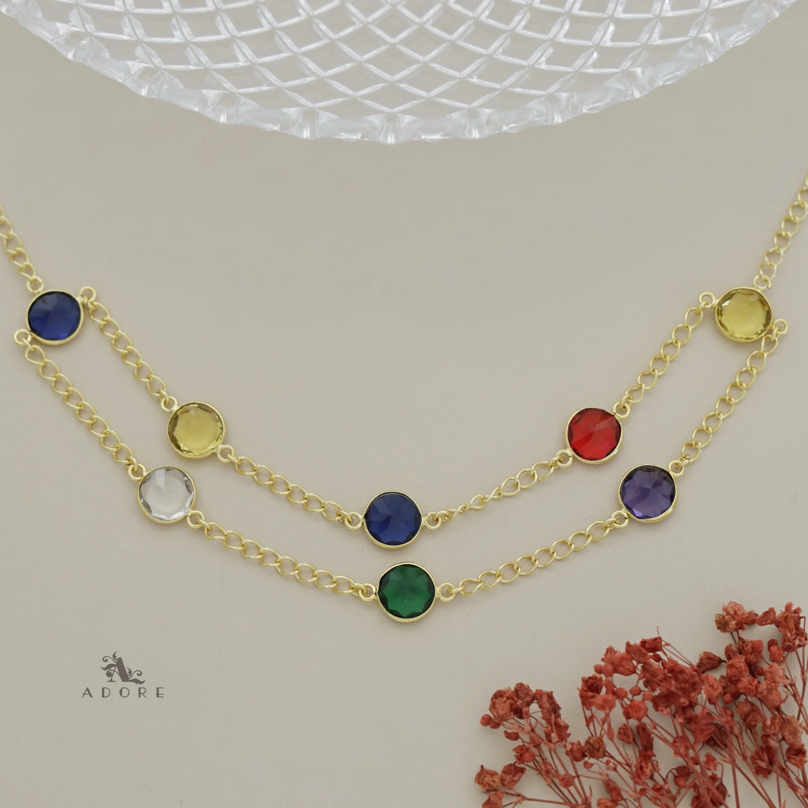 Glossy Alohi 8 Stone Double Layer Neckpiece - Image 5