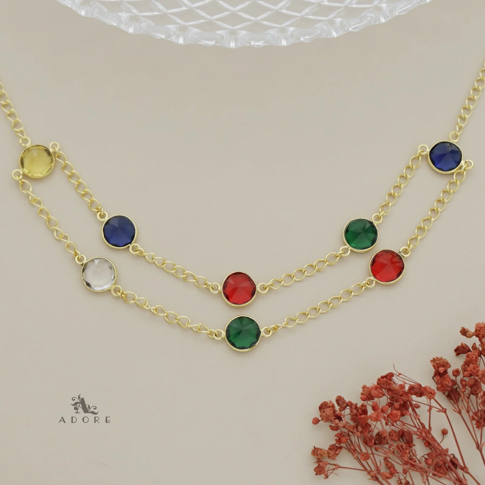 Glossy Alohi 8 Stone Double Layer Neckpiece - Image 6