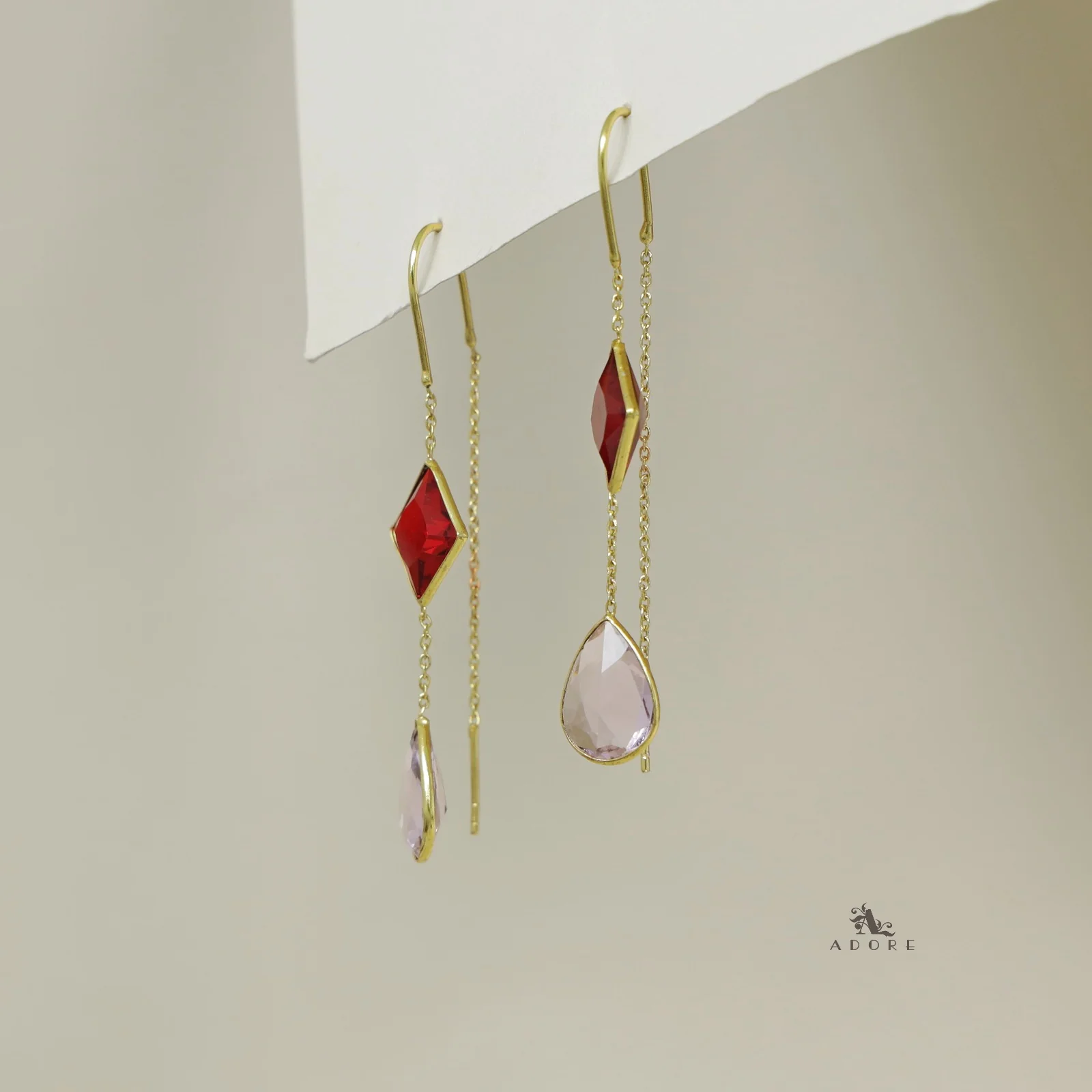 Glossy Diamond And Drop Needle And Thread Earring - Image 10