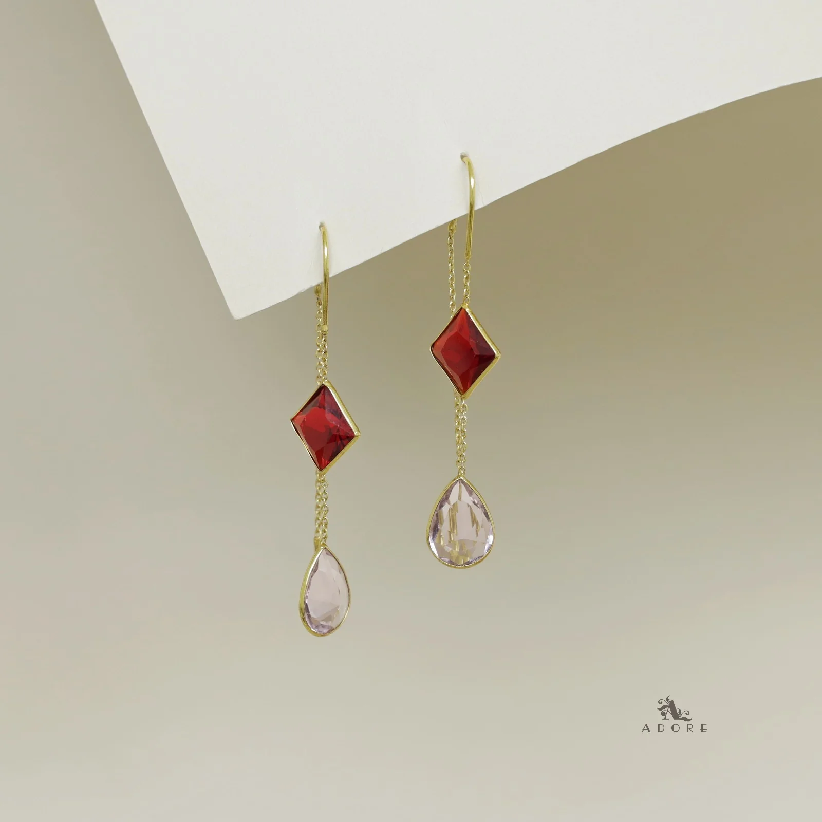 Glossy Diamond And Drop Needle And Thread Earring - Image 8