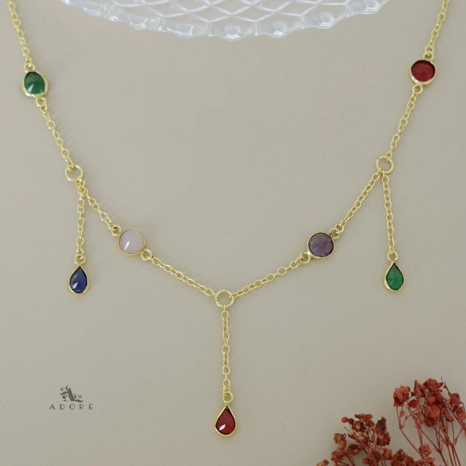 Glossy Drop 7 Stone Neckpiece - Image 3