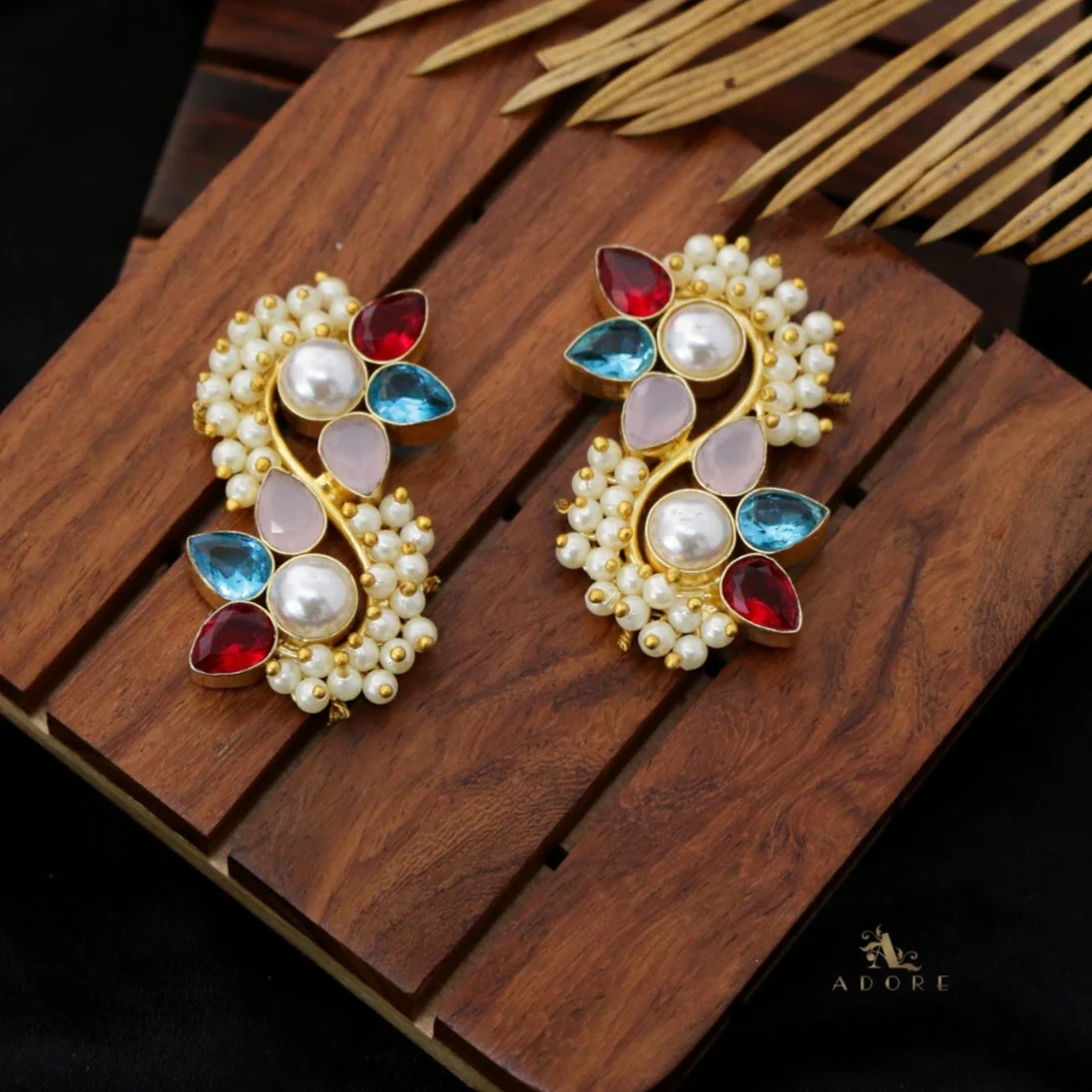 Glossy Flora Clustered Pearl Earring - Image 17